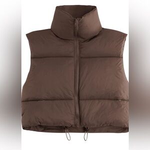 H&M brown cropped puffer vest